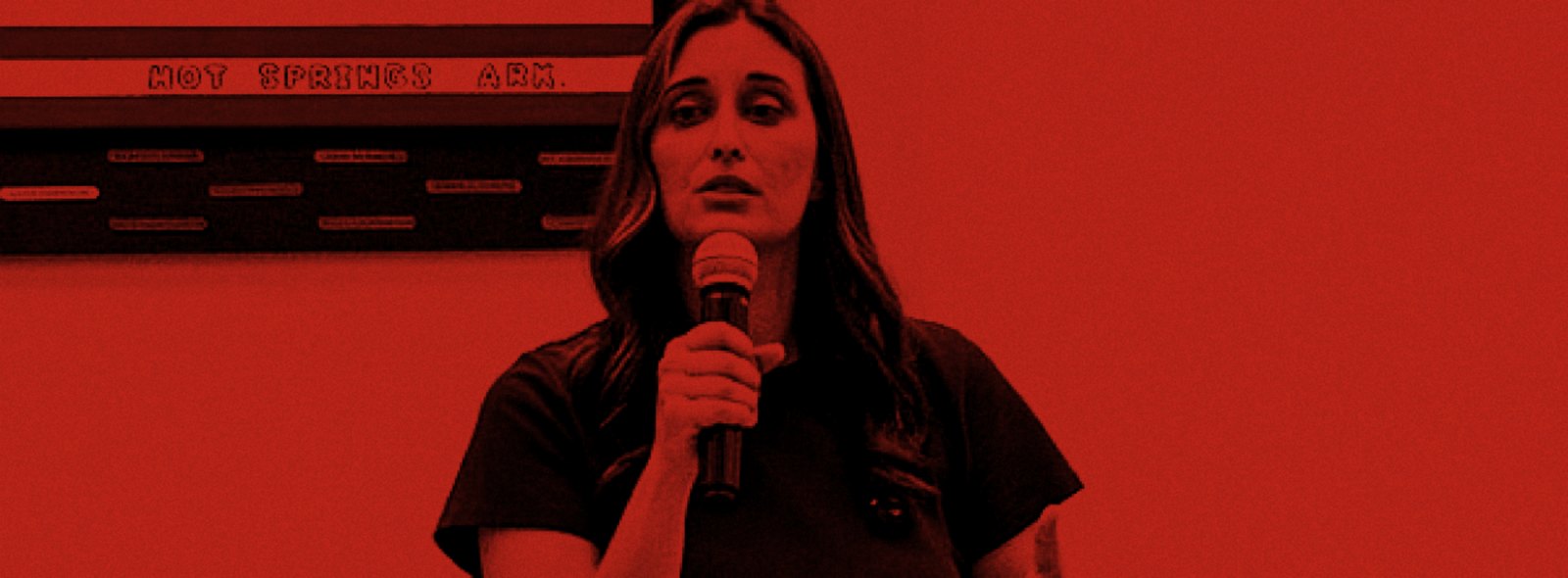 Hallie Shoffner speaking at an event in Hot Springs, Arkansas